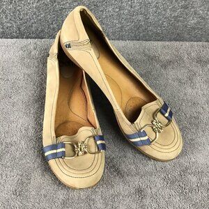 Sofft Phoebe Womens 9 1/2 M Loafers Shoes Flats Comfort Slip Ons Blue and Tan